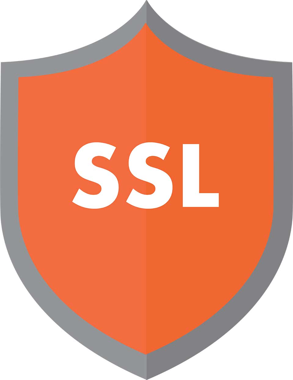Orange shield with gray border and the letters "SSL" in white in the center.